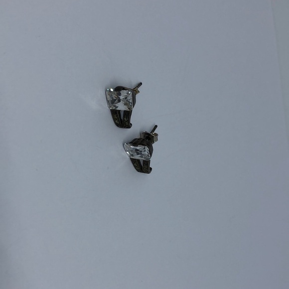 𝅺Vintage art deco style cz and marcasite small earrings sterling silver. - Picture 2 of 5